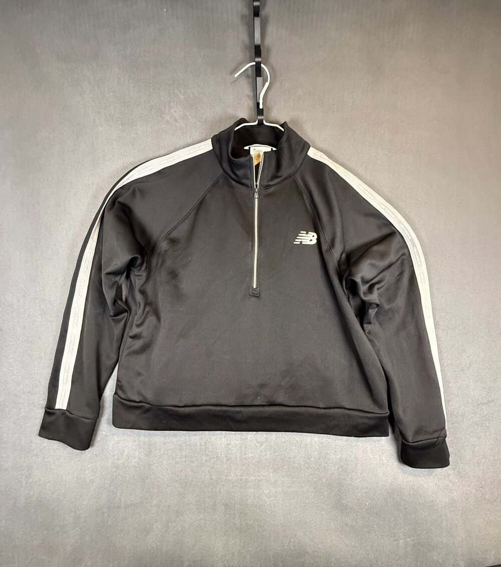 New Balance Black and White Half-Zip Sweatshirt with Side Taping Size XL